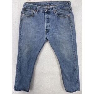 Levi's Mens 501 Jeans 34x30 Regular Fit Medium Wash Denim Button Fly Blue Pants